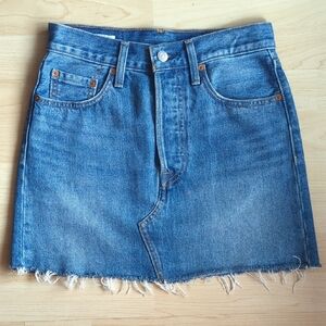 Levi's Medium Blue Denim Mini Skirt with Raw Hem